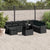 9 Piece Garden Sofa Set with Cushions Black Poly Rattan