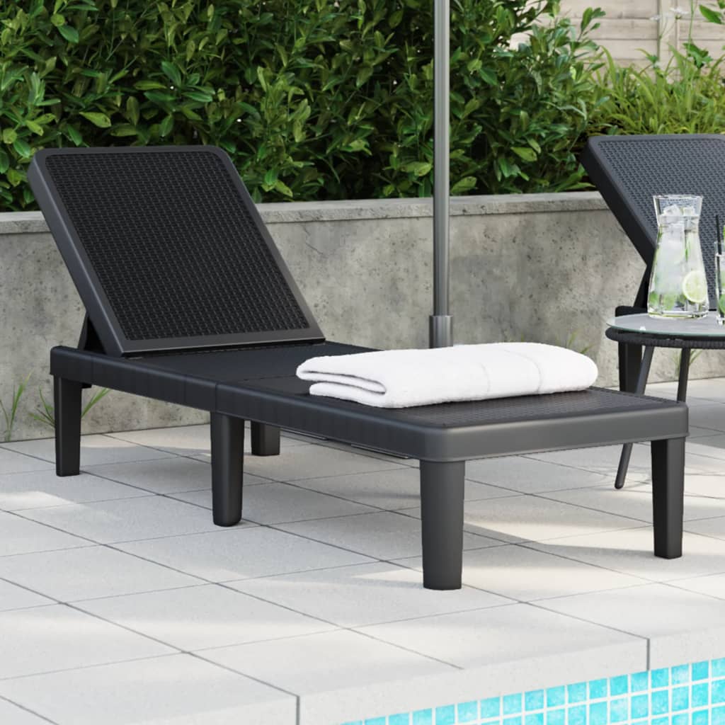 4-Way Height Adjustable Sun Lounger 155.5x57x28 cm Polypropylene