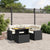 5 Piece Garden Sofa Set with Cushions Black Poly Rattan