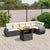 7 Piece Garden Sofa Set with Cushions Black Poly Rattan