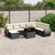 9 Piece Garden Sofa Set with Cushions Black Poly Rattan