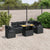 7 Piece Garden Sofa Set with Cushions Black Poly Rattan