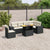 7 Piece Garden Sofa Set with Cushions Black Poly Rattan