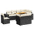 9 Piece Garden Sofa Set with Cushions Black Poly Rattan