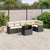 7 Piece Garden Sofa Set with Cushions Black Poly Rattan