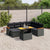 8 Piece Garden Sofa Set with Cushions Black Poly Rattan