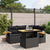 5 Piece Garden Sofa Set with Cushions Black Poly Rattan