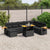 9 Piece Garden Sofa Set with Cushions Black Poly Rattan