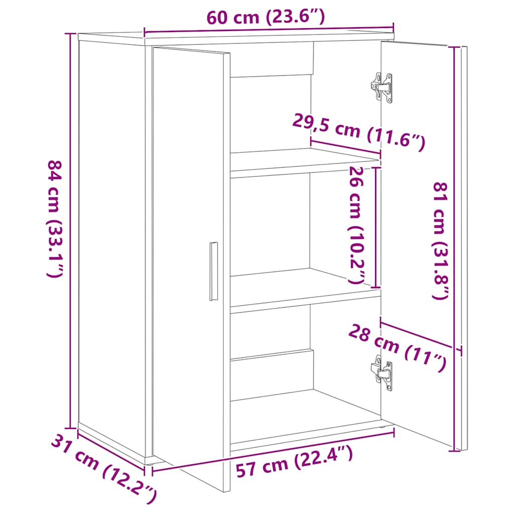 Sideboards 2 pcs White 60x31x84 cm Engineered Wood