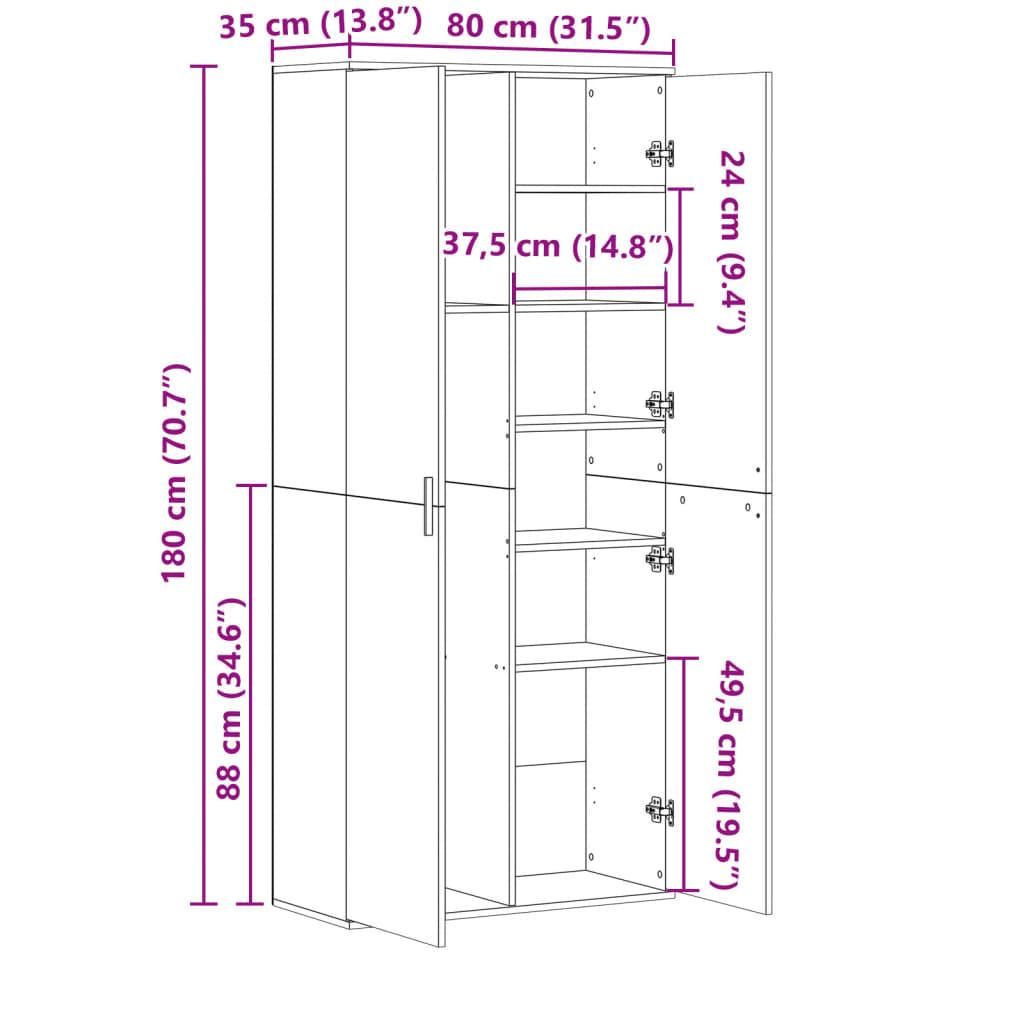 Highboard White 80x35x180 cm Engineered Wood