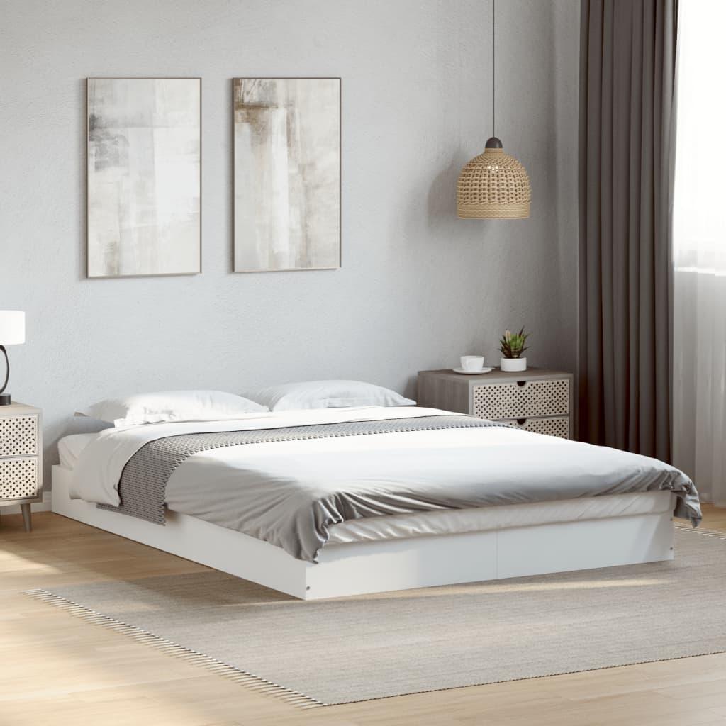 Bed Frame without Mattress White 135x190 cm Engineered Wood