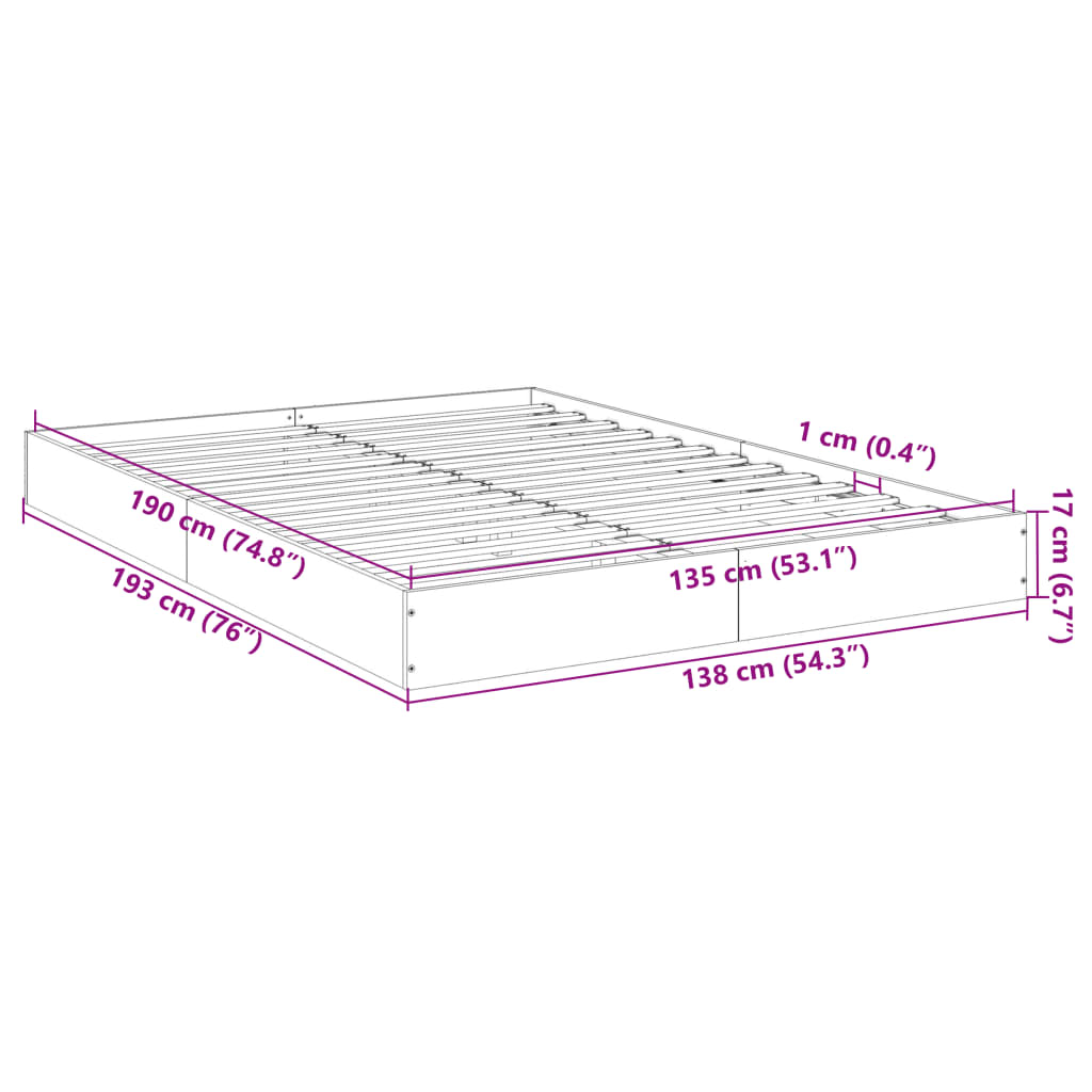 Bed Frame without Mattress White 135x190 cm Engineered Wood