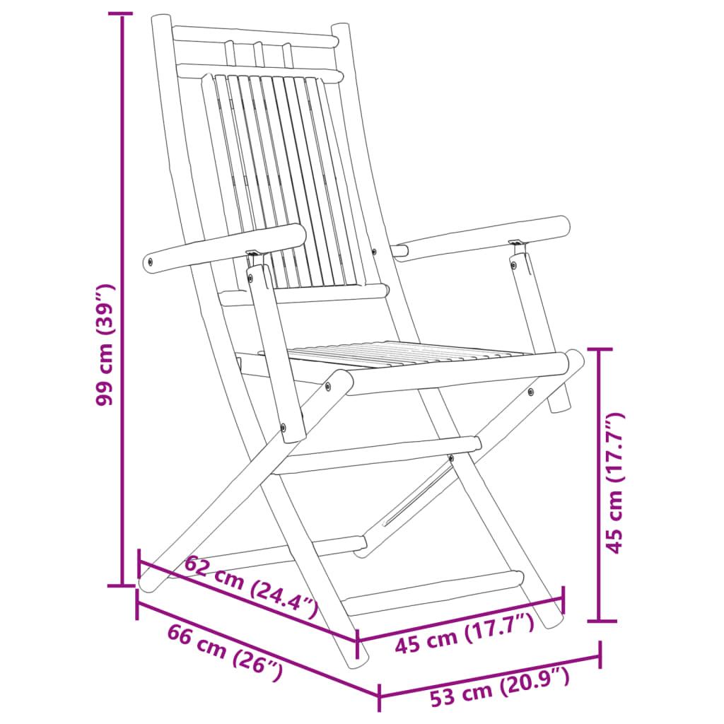 Folding Garden Chairs 4 pcs 53x66x99 cm Bamboo