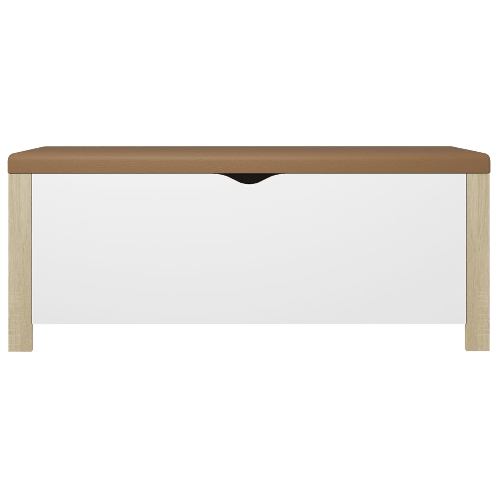 Storage Box with Cushion White & Sonoma Oak 105x40x45 cm