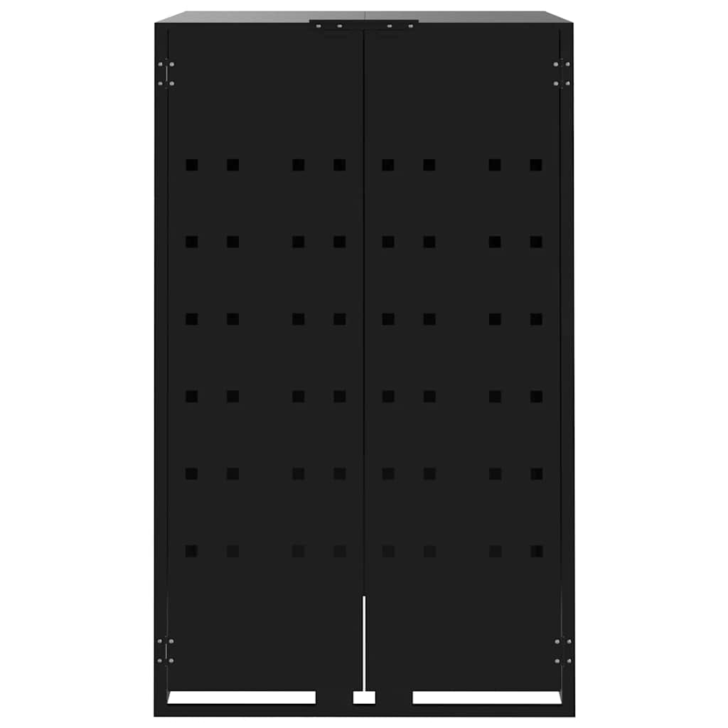 Wheelie Bin Storage for 3 Bins Black 207x79x117 cm Steel