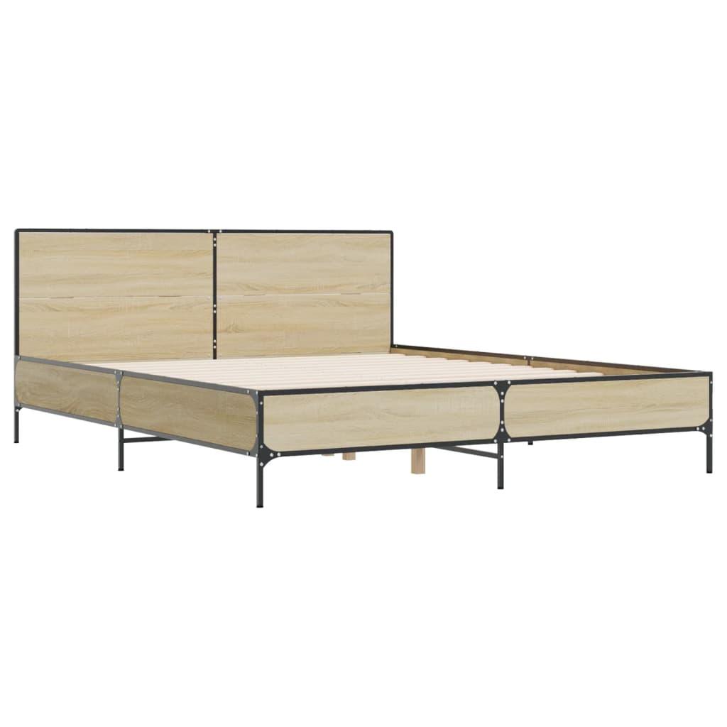 Bed Frame without Mattress Sonoma Oak 135x190 cm
