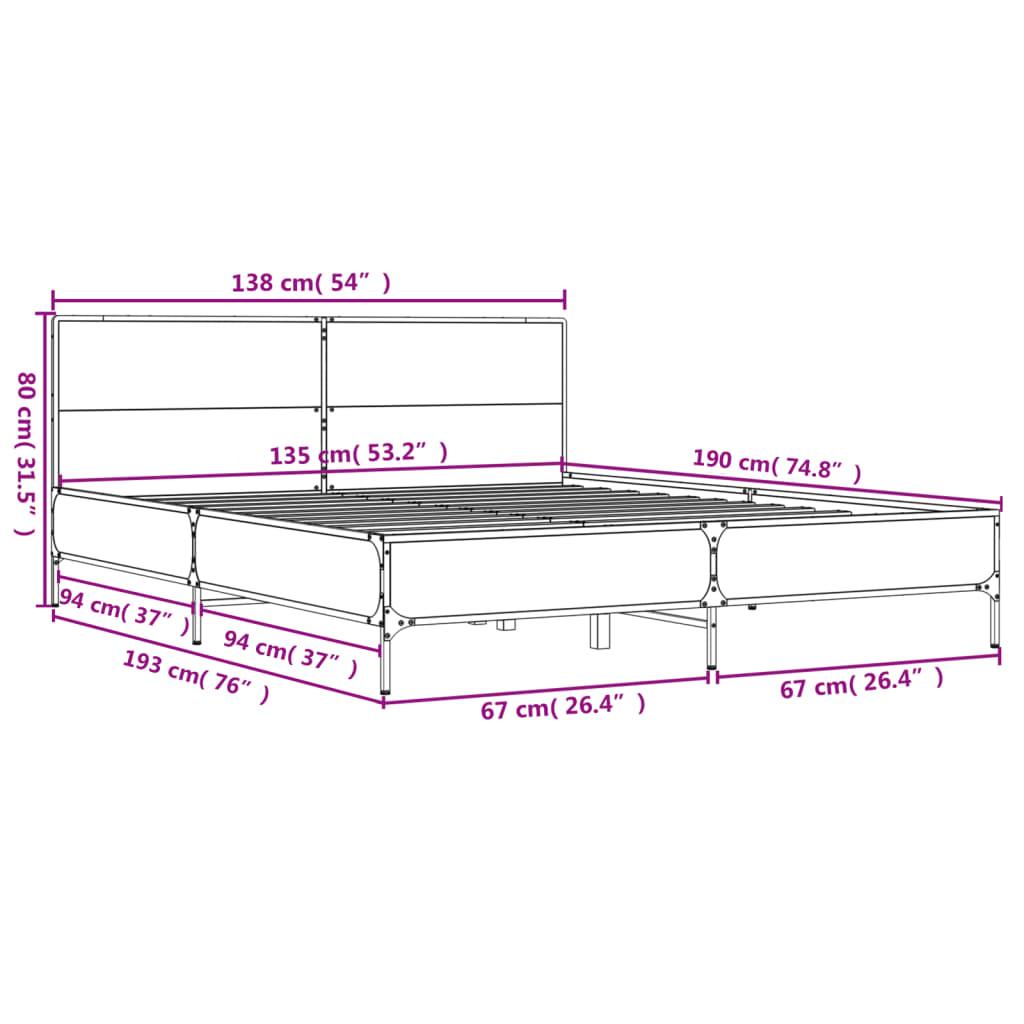 Bed Frame without Mattress Sonoma Oak 135x190 cm