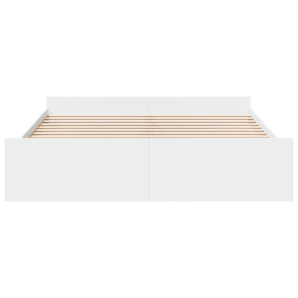 Bed Frame with Drawers without Mattress White 183x203 cm King