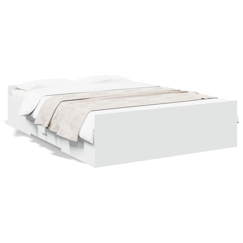 Bed Frame with Drawers without Mattress White 135x190 cm