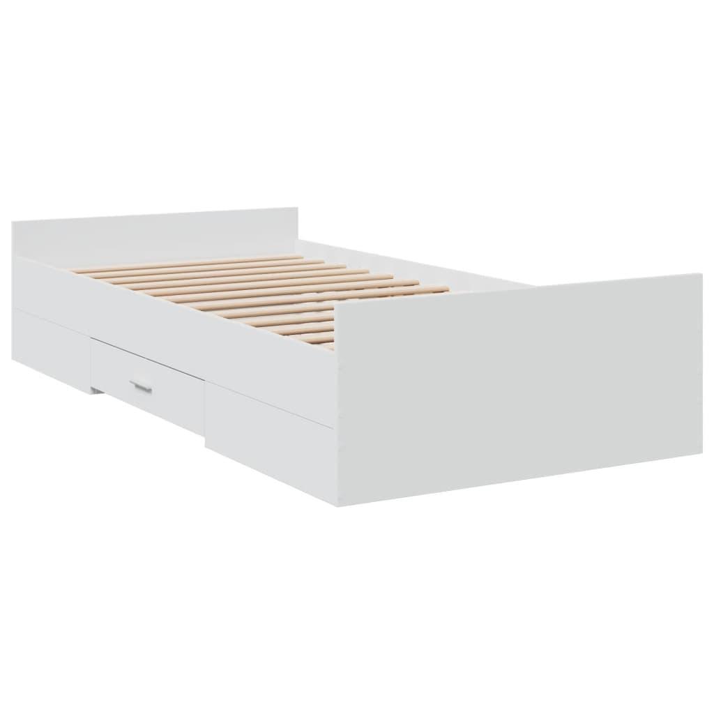 Bed Frame with Drawers without Mattress White 90x190 cm