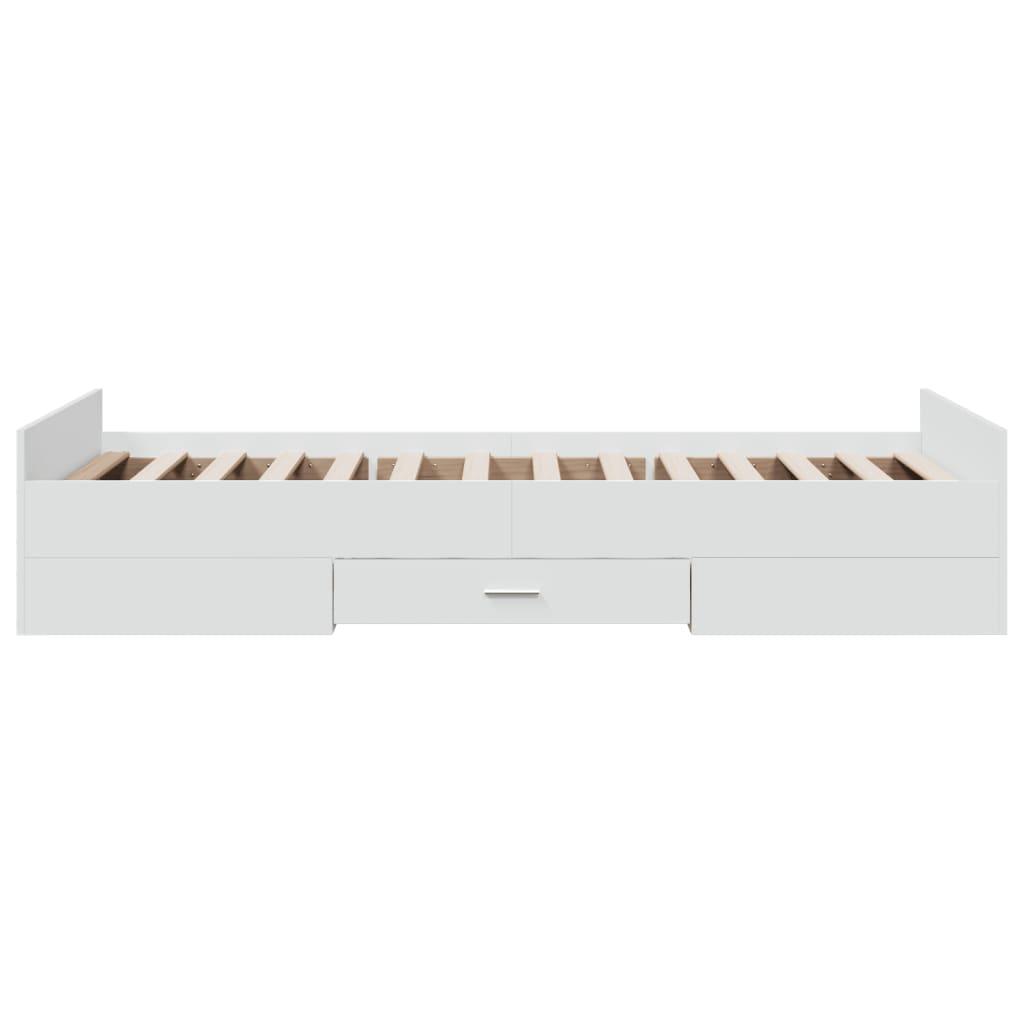 Bed Frame with Drawers without Mattress White 90x190 cm