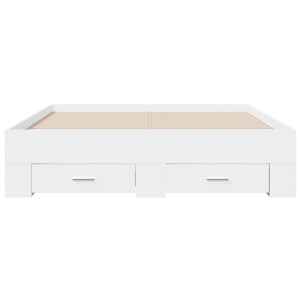 Bed Frame with Drawers without Mattress White 135x190 cm
