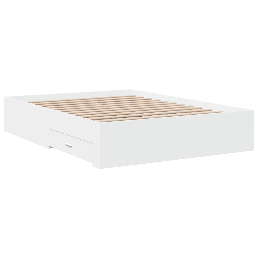 Bed Frame with Drawers without Mattress White 135x190 cm