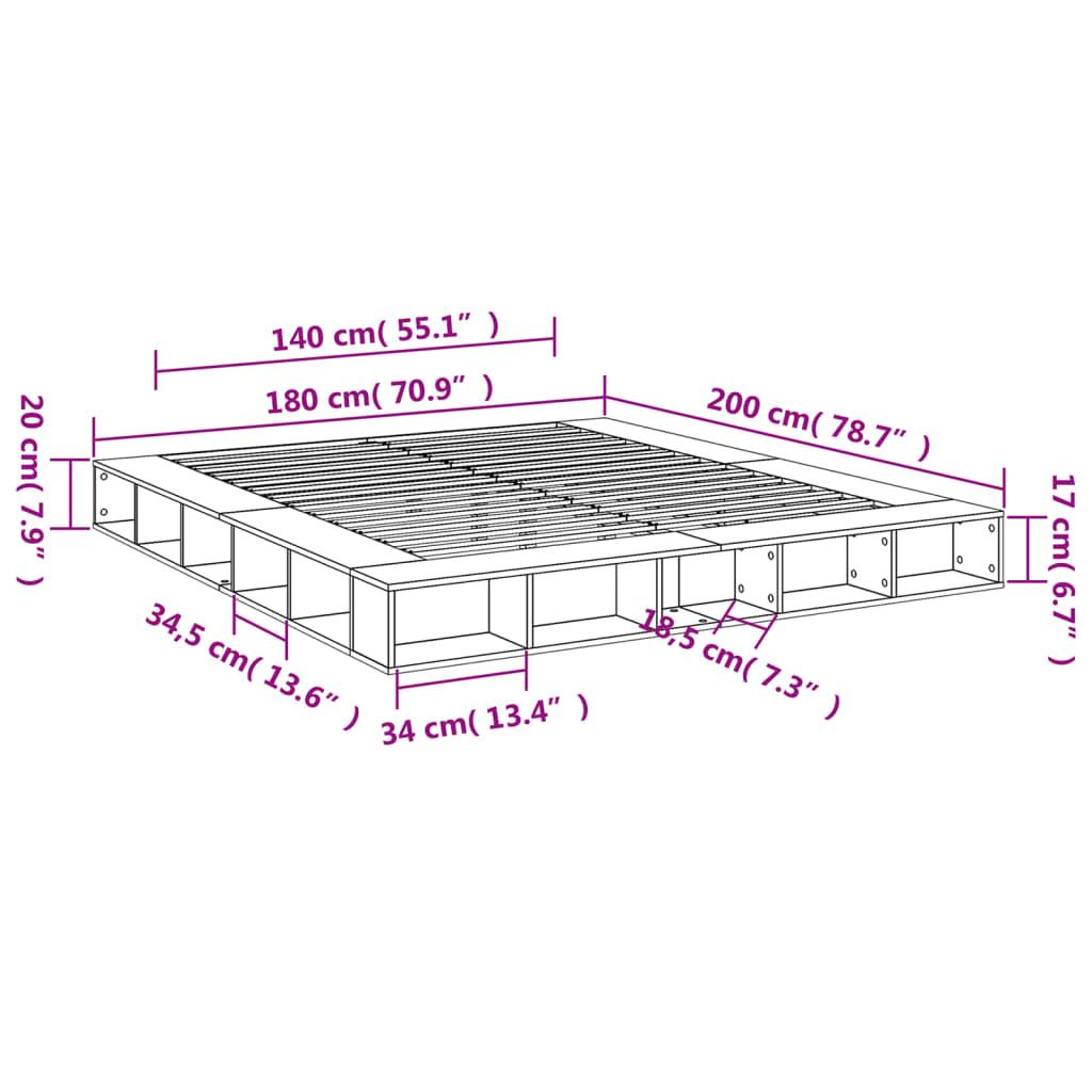 Bed Frame without Mattress White 183x203 cm King