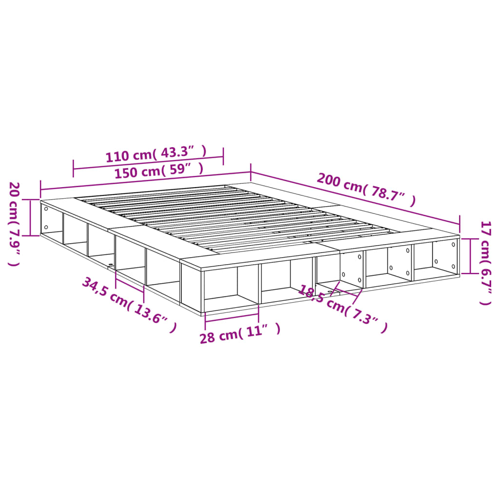 Bed Frame without Mattress White 150x200 cm