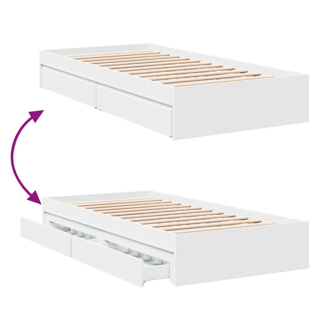 Bed Frame with Drawers without Mattress White 90x190 cm