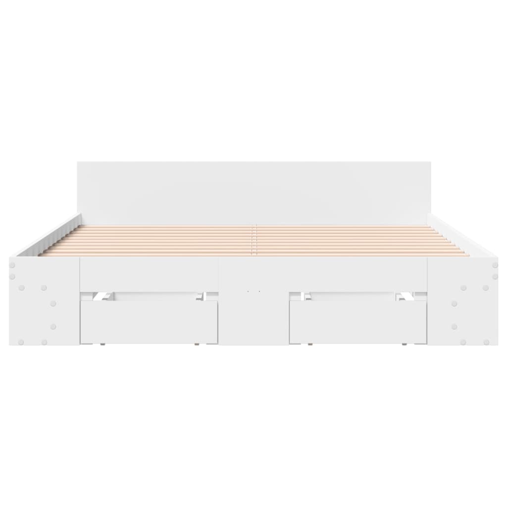 Bed Frame with Drawers without Mattress White 135x190 cm