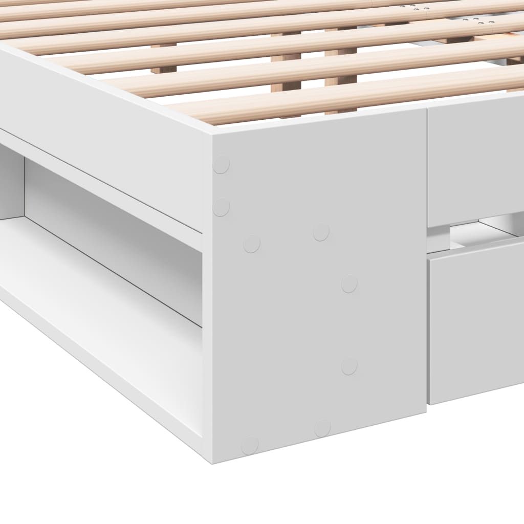 Bed Frame with Drawers without Mattress White 135x190 cm