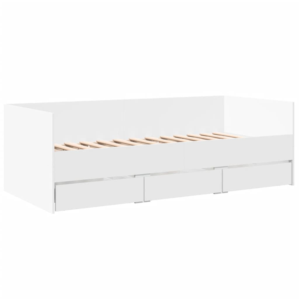 Daybed with Drawers without Mattress White 90x190 cm