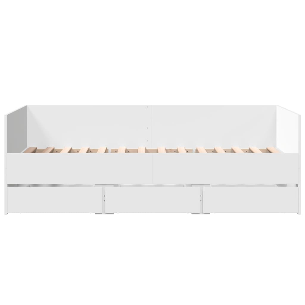 Daybed with Drawers without Mattress White 90x190 cm