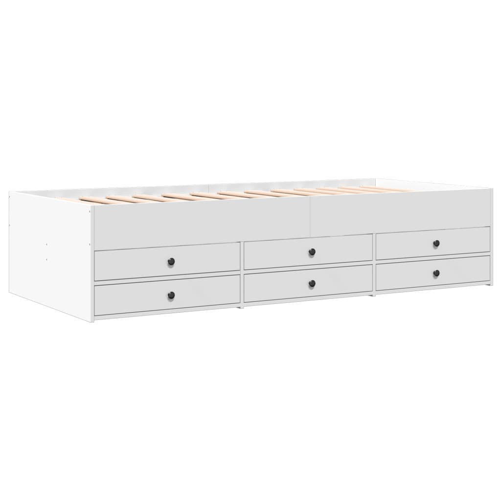 Daybed with Drawers without Mattress White 90x190 cm