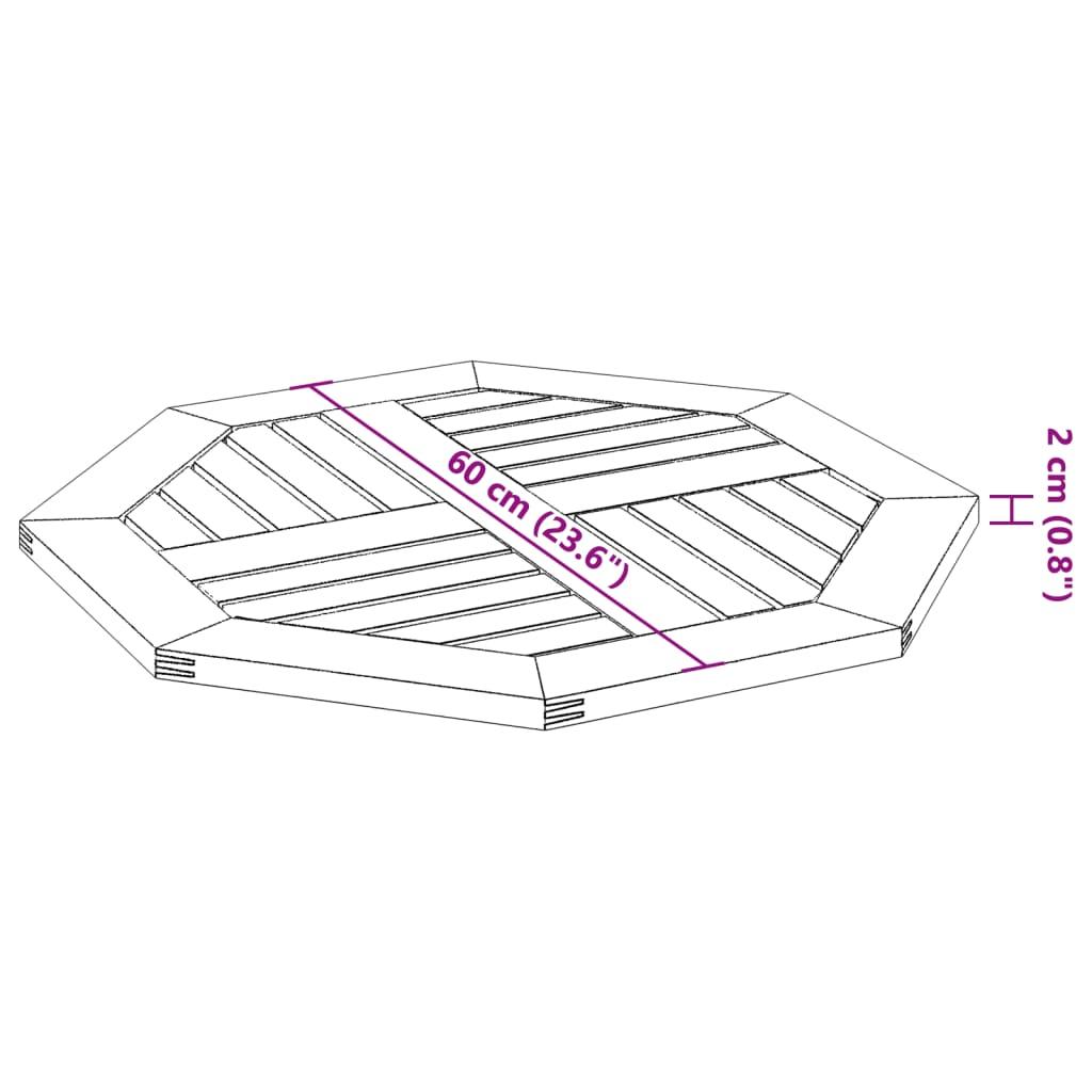 Table Top 60x60x2 cm Octagonal Solid Wood Acacia