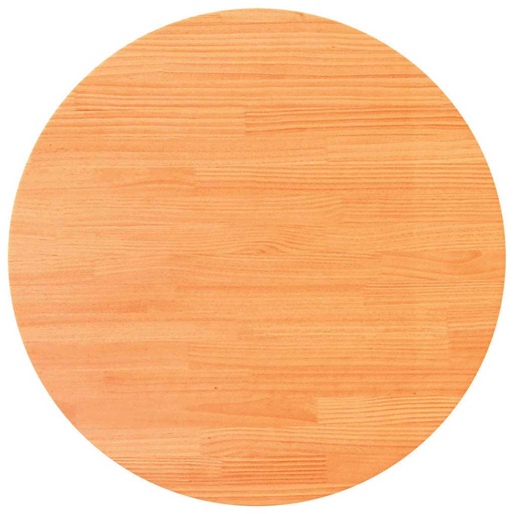 Table Top Round Wax Brown Ø80x2.5 cm Solid Wood Pine