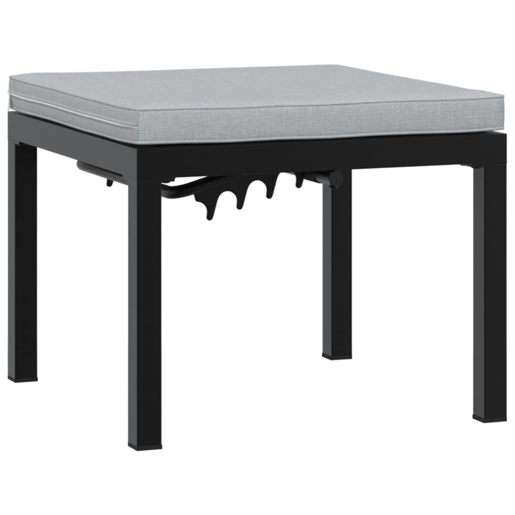 Garden Stool with Cushion Black Powder-coated Steel