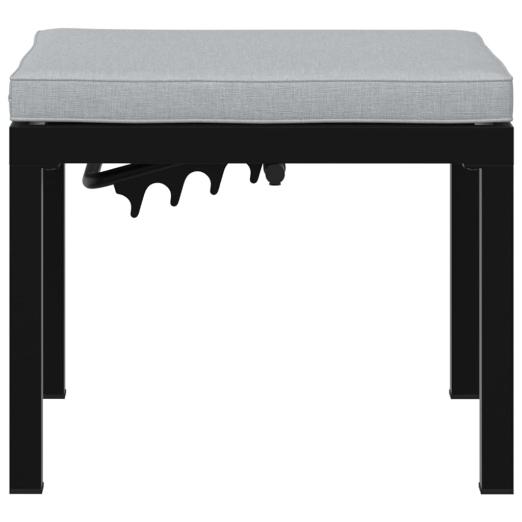 Garden Stool with Cushion Black Powder-coated Steel