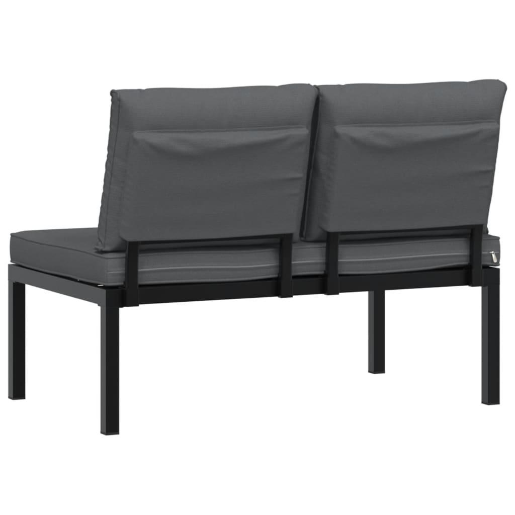 Garden Bench with Cushions Black Aluminium