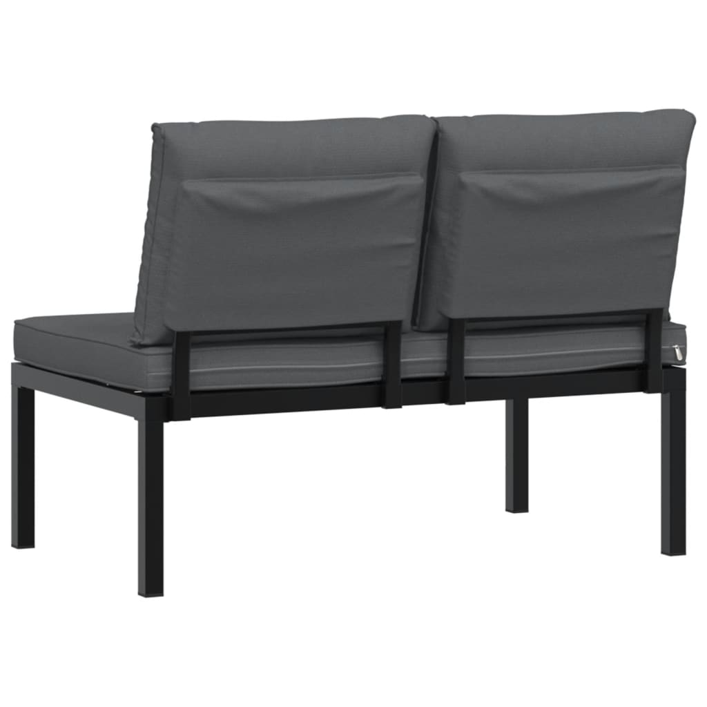 Garden Bench with Cushions Black Aluminium