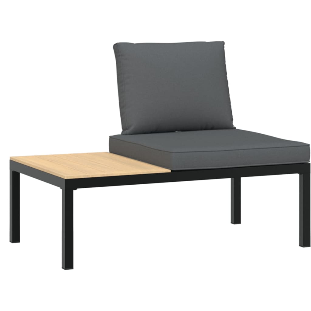 Garden Bench with Cushions Black Aluminium