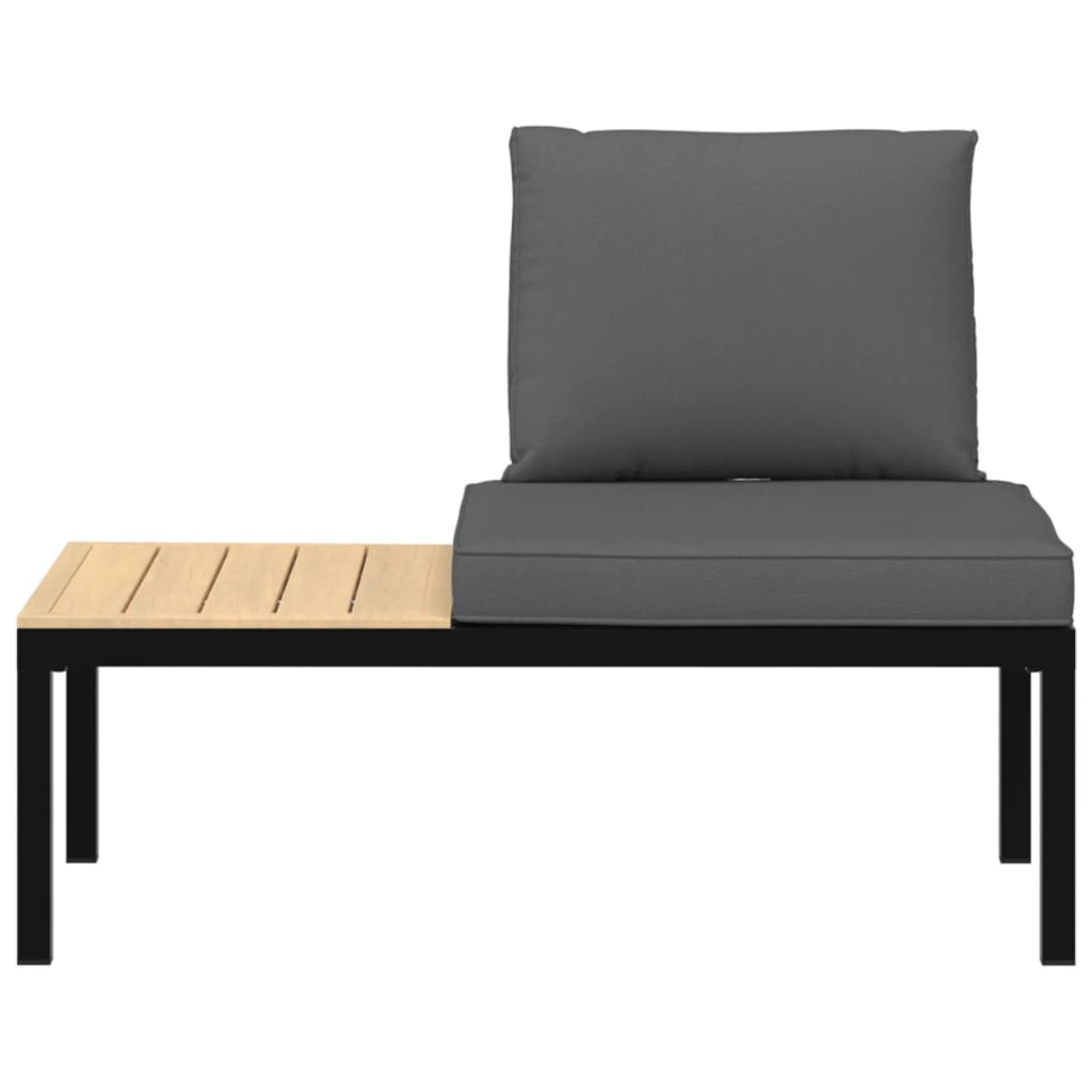 Garden Bench with Cushions Black Aluminium