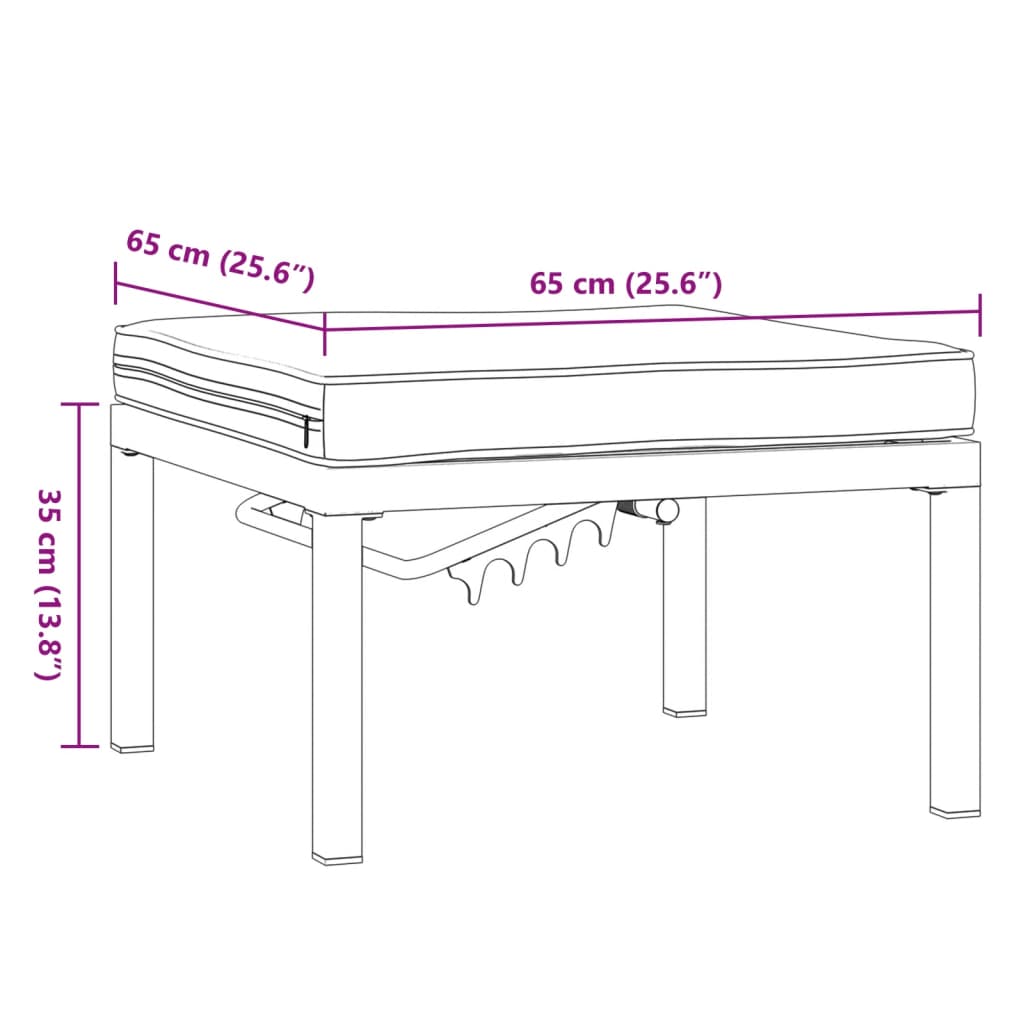 Garden Stool with Cushion Black Aluminium