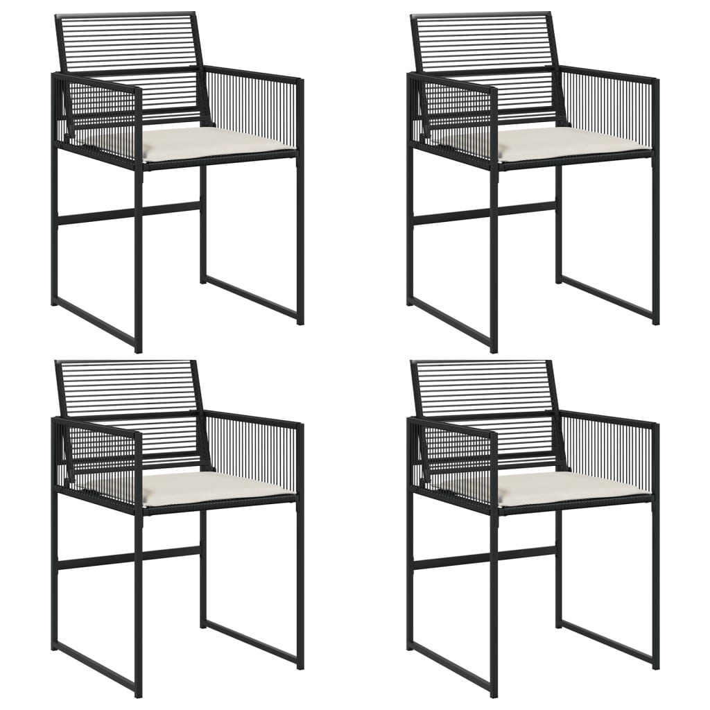 Garden Chairs with Cushions 4 pcs Black Poly Rattan