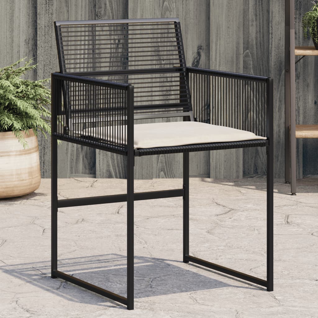 Garden Chairs with Cushions 4 pcs Black Poly Rattan