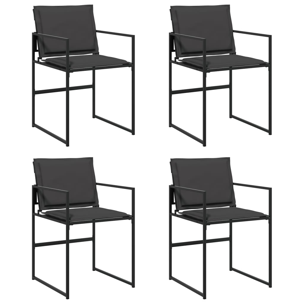 Garden Chairs with Cushions 4 pcs Black Steel and Textilene