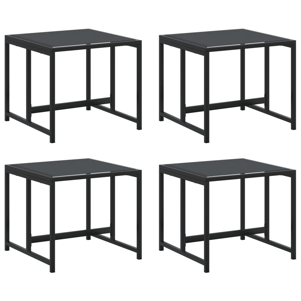 Garden Stools 4 pcs Black Steel and Textilene