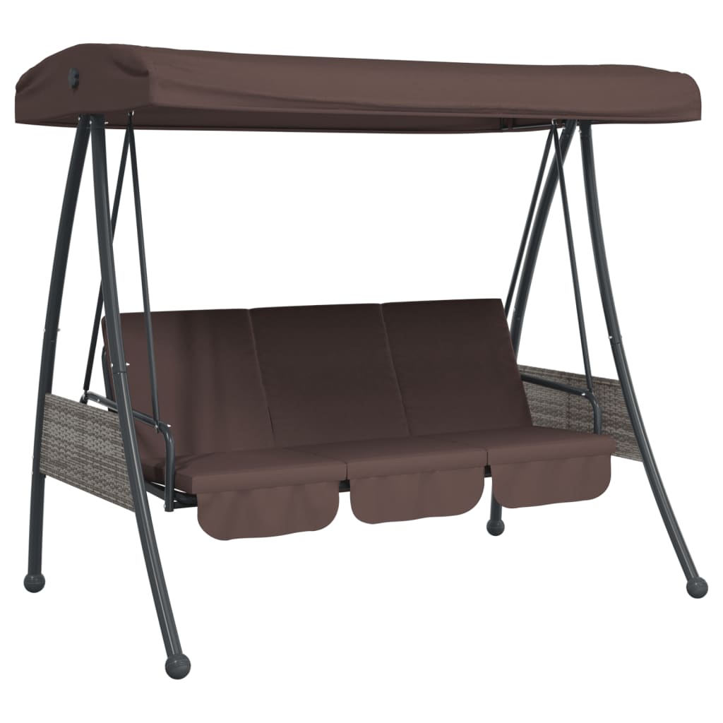 Garden Swing Bench with Adjustable Canopy Coffee Brown Steel