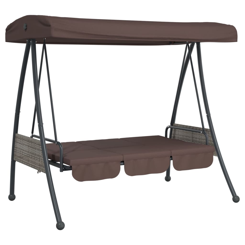 Garden Swing Bench with Adjustable Canopy Coffee Brown Steel